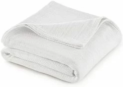 Vellux 1B07225 Cotton 360 GSM Breathable Solid Herringbone Lightweight Blanket Machine Washable Bed Sofa Blankets, Full Queen, White -Electric Blankets Sales 2022 310P1wVFaML. AC