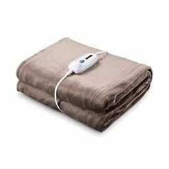 CURECURE Heated Electric Blanket Full Size 72" X 84" Oversized Flannel Heated Blanket With 4 Heating Levels & 10 Hours Auto Off, Comfort Warm Blanket For Bed Sofa Home Office Use, Machine Washable Grey