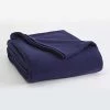 WestPoint Home Micro-Fleece Low Lint All Season Bed Sofa Blanket, Navy Blue, Full Queen