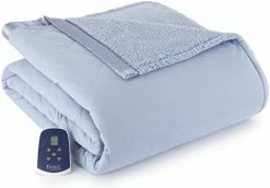 Thermee Micro Flannel King-Size Heated Electric Blanket With Sherpa, Machine Wash & Dry, Timer & Safety Shutoff, 100Lx90W, Toile Sky Blue -Electric Blankets Sales 2022 31Biq6t5JbL. AC