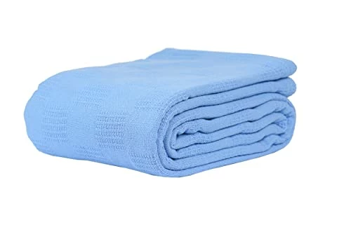 Linteum Textile Supply Linteum Textile Hospital Thermal SNAGLESS Spread Blanket, 100% Cotton (74x100 In, Blue) 3 Linteum Textile Supply Linteum Textile Hospital Thermal SNAGLESS Spread Blanket, 100% Cotton (74x100 In, Blue)