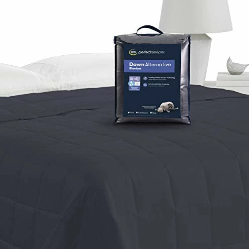 Serta Air Dry Box-Stitched Microfiber Fill Down Alternative Blanket, Full/Queen, Indigo 6 Serta Air Dry Box-Stitched Microfiber Fill Down Alternative Blanket, Full/Queen, Indigo - Image 4