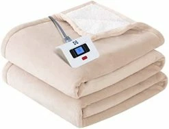 Sealy Electric Blanket Queen Size, Flannel & Sherpa Heated Blanket With 10 Heat Setting & 1-12 Hour Auto Shut Off, Fast Heating Blanket, Machine Washable, Beige, 84 X 90 Inch -Electric Blankets Sales 2022 31R2PLqAqQL. AC