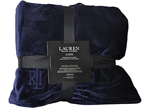 Lauren By Ralph Lauren Lauren Ralph Lauren Plush Micromink Blanket - Navy - Queen / Full 3 Lauren By Ralph Lauren Lauren Ralph Lauren Plush Micromink Blanket - Navy - Queen / Full