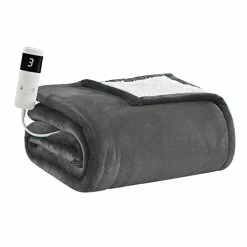 BOMOVA Electric Heated Blanket Throw With 10 Heating Levels & 8 Hours Auto Off, Sherpa Overheating Protection Blanket With Fast Heating, Machine Washable, Home Office Use, 50" X 60" Red