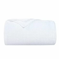 PHF 100% Cotton Waffle Weave Blanket King Size 104" X 90"-Summer Blanket Lightweight Soft Breathable- Perfect Blanket Layer For Couch Bed Sofa All Season Use-Elegant Home Decoration-White