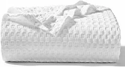 Cozylux Cotton Waffle Weave Blanket Viscose From Bamboo Bed Blanket Queen Size,Soft, Breathable And Lightweight Blanket For All-Season Perfect For Layering(White,90x90 Inches) -Electric Blankets Sales 2022 31s1crzQGQL. AC 2