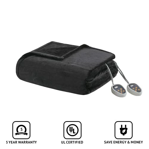 Beautyrest - BR54-0910 Heated Plush Elect Electric Blanket With 20 Heat Level Setting Controllers Equip With Secure Comfort Technology And 10 Hours Auto Shut Off, King: 90x100, Black 5 Beautyrest - BR54-0910 Heated Plush Elect Electric Blanket With 20 Heat Level Setting Controllers Equip With Secure Comfort Technology And 10 Hours Auto Shut Off, King: 90x100, Black - Image 3