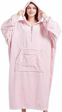 Hilarocky Blanket Hoodie Oversized Fleece Wearable Blanket Flannel Sweatshirt Blankets With Large Double Front Pocket, Quarter-Zippers Ultra Cozy Plush Blanket For Adult Black -Electric Blankets Sales 2022 31vz8guWlL. AC