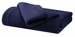 THE BEER VALLEY Soft Premium Cotton Thermal Blanket In Twill Weave King Navy,All Season Blanket,Breathable Cotton Blanket,Light Weight Blanket,Perfect For Layering Any Bed-Provides Comfort,102x90 Inch
