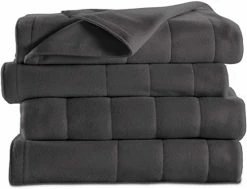 Sunbeam King Size Electric Fleece Heated Blanket In Slate With Dual Zone