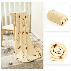 Segulah Burritos Blanket For Adults, 80 Inch Double Sided Funny Food Burrito Tortilla Blanket, 285 GSM Soft Flannel, Round, Novelty Gifts （80 Inches，Beige） -Electric Blankets Sales 2022 410EgnLFbGL