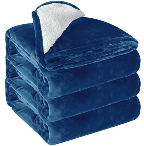 Casa Platino Sherpa Fleece Bed Blankets Queen Size - Navy Blue Thick Fuzzy Warm Soft Large Queen Blanket For Bed, 90x90 Inches 11 Casa Platino Sherpa Fleece Bed Blankets Queen Size - Navy Blue Thick Fuzzy Warm Soft Large Queen Blanket For Bed, 90x90 Inches - Image 9