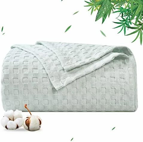 PHF Waffle Bamboo Cotton Blanket King Size 104''x90'' - Super Soft Lightweight Breathable Blanket For All Season - Perfect Decorative Waffle Weave Textured Blanket Layer For Couch Bed Sofa - Grey 6 PHF Waffle Bamboo Cotton Blanket King Size 104''x90'' - Super Soft Lightweight Breathable Blanket For All Season - Perfect Decorative Waffle Weave Textured Blanket Layer For Couch Bed Sofa - Grey - Image 4