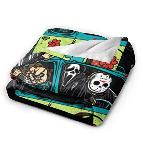 Juben Halloween Horror Movie Flannel Blanket Lightweight Cozy Air Conditioning Blanket Microfiber Soft Blankets Anti-Static Fuzzy Soft For Bed Couch Chair Living Room 50"X40" Horror-2 4 Juben Halloween Horror Movie Flannel Blanket Lightweight Cozy Air Conditioning Blanket Microfiber Soft Blankets Anti-Static Fuzzy Soft For Bed Couch Chair Living Room 50"X40" Horror-2 - Image 2