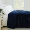 Southshore Fine Living, Inc. Oversized Flannel King Blanket, Warm Flannel Microfleece Blanket, Soft Fluffy Winter Blanket, (110 X98) King / California King Blankets Navy Blue Color