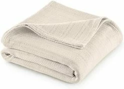 Vellux 1B07225 Cotton 360 GSM Breathable Solid Herringbone Lightweight Blanket Machine Washable Bed Sofa Blankets, Full Queen, White -Electric Blankets Sales 2022 412B1SSioJL. AC