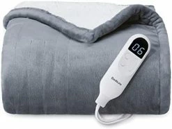Bedsure Heated Blanket Electric Throw - Soft Fleece Electric Blanket, 6 Heat Settings Heating Blanket With 4 Time Settings, 3hrs Timer Auto Shut Off (50×60 Inches, Grey) -Electric Blankets Sales 2022 412hjYlXk L. AC