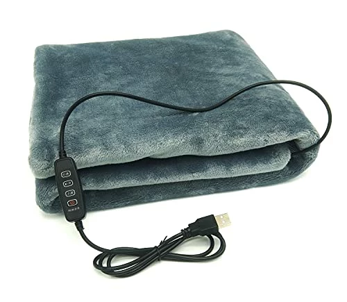 ATBOTP USB Electric Heating Shawl Electric Flannel Blankets Heated Throws 5V/2A - 3 Heating Settings For Car Office Home 35" X 23" (Grey) 3 ATBOTP USB Electric Heating Shawl Electric Flannel Blankets Heated Throws 5V/2A - 3 Heating Settings For Car Office Home 35" X 23" (Grey)