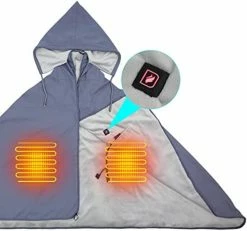 DUKUSEEK Heated Blanket, 5V Electric Outdoor Waterproof Fleece Blanket With Hood, Waterproof Windproof Stadium Mat For Camping, Picnic, Sports, Football, Concerts, 57 X 36inch Black -Electric Blankets Sales 2022 413B77 odEL. AC