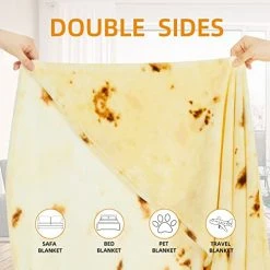 Segulah Burritos Blanket For Adults, 80 Inch Double Sided Funny Food Burrito Tortilla Blanket, 285 GSM Soft Flannel, Round, Novelty Gifts （80 Inches，Beige） -Electric Blankets Sales 2022 413I24myncL
