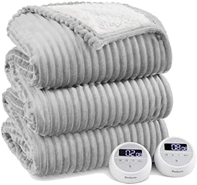 Bedsure Heated Blanket Twin Size - Soft Ribbed Fleece Fast Heating Electric Blanket With 6 Heating Levels & 10 Time Settings, 8 Hours Auto-Off Heated Blanket (62×84 Inches, Dark Grey) 9 Bedsure Heated Blanket Twin Size - Soft Ribbed Fleece Fast Heating Electric Blanket With 6 Heating Levels & 10 Time Settings, 8 Hours Auto-Off Heated Blanket (62×84 Inches, Dark Grey) - Image 7
