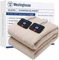 Westinghouse Electric Blanket Heated Throw | 6 Heating Levels & 2-10 Hour Time Setting | Flannel, 50x60in | Machine Washable, Beige -Electric Blankets Sales 2022 415eRD8coL. AC
