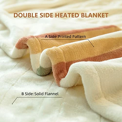 Jet's Home Heated Blanket Queen Size 84‘’X90‘’Soft Silky Plush Electric Blanket With 4 Heating Level & 10 Hour Auto Off Heating Blanket,ETL Certified Machine Washable Beige 6 Jet's Home Heated Blanket Queen Size 84‘’X90‘’Soft Silky Plush Electric Blanket With 4 Heating Level & 10 Hour Auto Off Heating Blanket,ETL Certified Machine Washable Beige - Image 4
