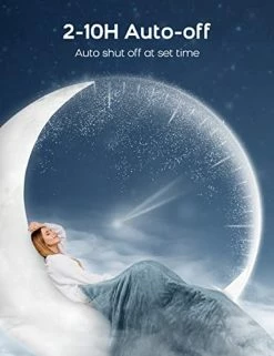 Wchiuoe Heated Blanket, 62"x84" 10 Heating Levels & 2-10H Auto Off Electric Blanket, Machine Washable Soft Flannel Fast Heating Blanket For Bedroom Office Couch Blue -Electric Blankets Sales 2022 4173rPR1qwL