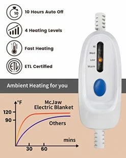 McJaw Electric Blanket Heated Full Size 72"x84" Oversized Flannel Heated Blanket, ETL Certification Fast Heating With 4 Heating Levels &10 Hours Auto Off, Machine Washable-Linen Gray 14 McJaw Electric Blanket Heated Full Size 72"x84" Oversized Flannel Heated Blanket, ETL Certification Fast Heating With 4 Heating Levels &10 Hours Auto Off, Machine Washable-Linen Gray -Electric Blankets Sales 2022 417k8Knr6TL