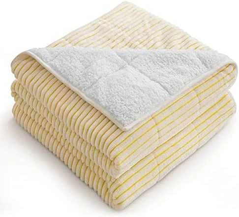Uttermara Weighted Blanket Full Queen Size (15lbs 60" X 80" ) For Adult, Hugs You With Fluffy Warm Sherpa And Soft Striped Fleece, Cozy Sherpa Weighted Blanket Ideal Gift For Women, Grey Lemon Yellow 15 Uttermara Weighted Blanket Full Queen Size (15lbs 60" X 80" ) For Adult, Hugs You With Fluffy Warm Sherpa And Soft Striped Fleece, Cozy Sherpa Weighted Blanket Ideal Gift For Women, Grey Lemon Yellow - Image 13