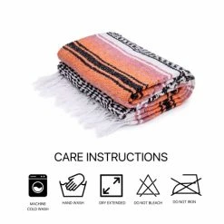 Craft & Kin Handcrafted Mexican Blanket, Serape Blanket, Mexican Blankets And Throws, Authentic Mexican Blankets, Yoga Blanket, Falsa Blanket, Tribal Blanket, Baja Blanket, Apricot, 50x70 Inches -Electric Blankets Sales 2022 417nv1xPtRL