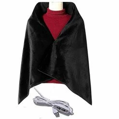 Z-YQL USB Heated Shawl Heated Blanket Plush Flannel Blanket With 3-Setting Heat Controller Cord For Car Office Home（100x65 Cm） (Black)