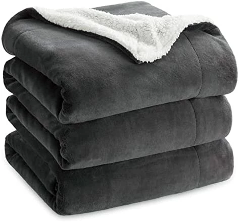 Bedsure Sherpa Fleece Bed Blankets Queen Size - Grey Thick Fuzzy Warm Soft Large Queen Blanket For Bed, 90x90 Inches 7 Bedsure Sherpa Fleece Bed Blankets Queen Size - Grey Thick Fuzzy Warm Soft Large Queen Blanket For Bed, 90x90 Inches - Image 5