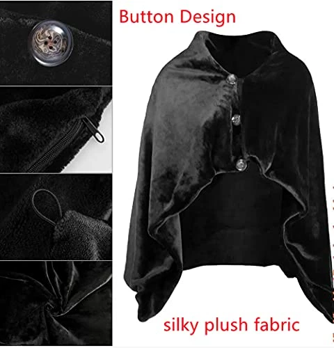 Z-YQL USB Heated Shawl Electric Heated Blanket Plush Flannel Blanket With 3 Heat Level Setting For Car Office Home Travel - 120x80cm (Black) 6 Z-YQL USB Heated Shawl Electric Heated Blanket Plush Flannel Blanket With 3 Heat Level Setting For Car Office Home Travel - 120x80cm (Black) - Image 4