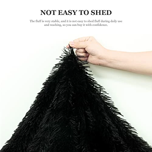 XYYZYZ Extra Soft Faux Fur Queen Blanket,Lightweight Plush Fluffy Fuzzy Blanket For Bed,Black 8 XYYZYZ Extra Soft Faux Fur Queen Blanket,Lightweight Plush Fluffy Fuzzy Blanket For Bed,Black - Image 6