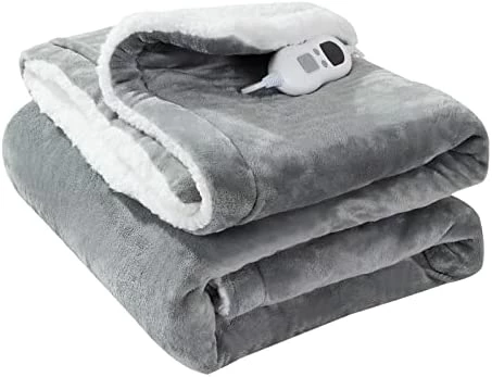YOUR MOON Electric Heated Blankets Throw, 3 Heating Levels & 2,4,6,8 Hour Auto-Off, Soft Flannel Throw Machine Washable Heat Electric Blanket For Couch Bed Sofa Square Grey 8 YOUR MOON Electric Heated Blankets Throw, 3 Heating Levels & 2,4,6,8 Hour Auto-Off, Soft Flannel Throw Machine Washable Heat Electric Blanket For Couch Bed Sofa Square Grey - Image 6