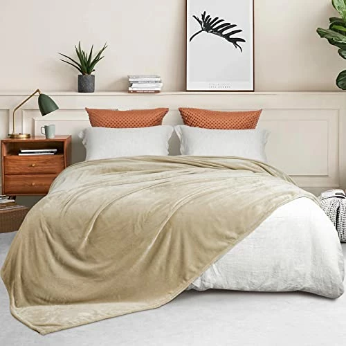 PHF Ultra Soft Fleece Blanket King Size, No Shed No Pilling Luxury Plush Cozy Flannel 300GSM Lightweight Blanket For Bed, Couch, Chair, Sofa Suitable For All Season, 108" X 90", Khaki 4 PHF Ultra Soft Fleece Blanket King Size, No Shed No Pilling Luxury Plush Cozy Flannel 300GSM Lightweight Blanket For Bed, Couch, Chair, Sofa Suitable For All Season, 108" X 90", Khaki - Image 2
