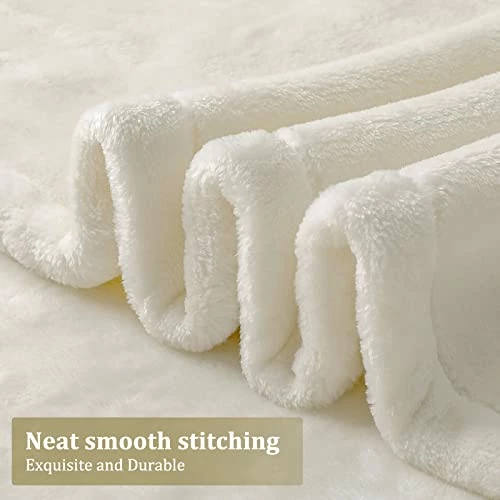 HOMEIDEAS 380GSM Flannel Fleece Blanket Twin Size - Lightweight Fuzzy Blanket For All Season - Super Soft For Couch Bed Camping Travel (66x90, Ivory/Cream) Pompom - Stone Blue 6 HOMEIDEAS 380GSM Flannel Fleece Blanket Twin Size - Lightweight Fuzzy Blanket For All Season - Super Soft For Couch Bed Camping Travel (66x90, Ivory/Cream) Pompom - Stone Blue - Image 4