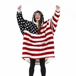 THE COMFY Original Quarter Zip | Oversized Microfiber & Sherpa Wearable Blanket, For Any Occasiont, Seen On Shark Tank, One Size Fits All - Stars And Stripes -Electric Blankets Sales 2022 41A2zQZpZiL