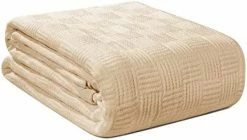 Downluxe 100% Cotton Blanket King Size - White 410GSM Soft Breathable King Size Summer Blanket - Luxury Elegant Home Decoration Lightweight Blanket With Mesh Bag For All Season(104x90 Inches) Cotton Sandy Beige -Electric Blankets Sales 2022 41AyXyRIptL. AC