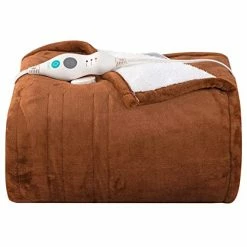 Dowin Electric Heated Blanket Throw - 50x60 Inch Flannel Plush Reversible Fast Heating Blanket 3 Heating Levels, 4hrs Auto-Off,Machine Washable Blue