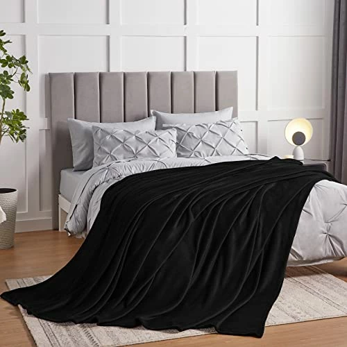 CozyLux Fleece Blanket Twin Ash Black 60" X 80", Super Soft Lightweight Microfiber Flannel Blankets For Travel Camping Chair And Sofa, Cozy Luxury Plush Fuzzy Bed Blankets 4 CozyLux Fleece Blanket Twin Ash Black 60" X 80", Super Soft Lightweight Microfiber Flannel Blankets For Travel Camping Chair And Sofa, Cozy Luxury Plush Fuzzy Bed Blankets - Image 2