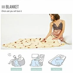 Kimdee Burrito Tortilla Blanket Double Sided 71 Inches For Adult And Kids, 280 GSM Cozy Flannel Fabric Taco Blanket, Novelty Giant Food Throw Blanket For Bed, Couch, Travel, Picnic And Beach -Electric Blankets Sales 2022 41BWAE2n3pL
