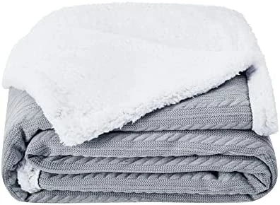 Deconovo Twin Sized Sherpa Blanket For Couch, Bed, Thick Fluffy Warm Cozy Blankets - Bedding Blankets For Home Decoration, Purple, 60x80 Inches Grey/weave 7 Deconovo Twin Sized Sherpa Blanket For Couch, Bed, Thick Fluffy Warm Cozy Blankets - Bedding Blankets For Home Decoration, Purple, 60x80 Inches Grey/weave - Image 5