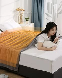 CURECURE Electric Blanket Twin Size 62 X 84 Inches, Heated Blanket With 4 Heating Levels And 9H Auto Shut Off, Fast Heat & ETL Certification, Home Office Use & Machine Washable -Electric Blankets Sales 2022 41Bb5W6e7FL