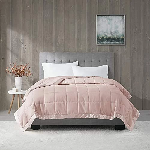 Madison Park Windom Microfiber Down Alternative Stain Resistant Blanket, Full/Queen, White Windom Blush 11 Madison Park Windom Microfiber Down Alternative Stain Resistant Blanket, Full/Queen, White Windom Blush - Image 9