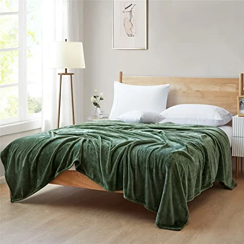 Ponvunory Flannel Fleece Plush Twin Size Bed Blanket(60"x80", Olive Green) - Super Soft Warm Lightweight Microfiber Blanket For Chair, Sofa, Couch, Bed, Camping, Travel 4 Ponvunory Flannel Fleece Plush Twin Size Bed Blanket(60"x80", Olive Green) - Super Soft Warm Lightweight Microfiber Blanket For Chair, Sofa, Couch, Bed, Camping, Travel - Image 2