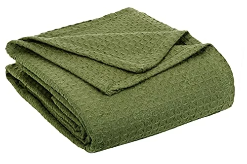 E DECOR 100% Cotton Blanket Twin Size 66X90 Knit Throw Waffle Weave Soft And Warm Light Weight Breathable PRE-Washed All Season Perfect Baby Blanket For Living Room Bed Sofa Couch (SAGE Green) 4 E DECOR 100% Cotton Blanket Twin Size 66X90 Knit Throw Waffle Weave Soft And Warm Light Weight Breathable PRE-Washed All Season Perfect Baby Blanket For Living Room Bed Sofa Couch (SAGE Green) - Image 2