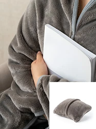 Mellowdy - Unisex Coat Blanket For Home And Office (Dark Grey, One Size) - Multipurpose Wearable Blanket Double As Pillow For Indoors And Outdoors 3 Mellowdy - Unisex Coat Blanket For Home And Office (Dark Grey, One Size) - Multipurpose Wearable Blanket Double As Pillow For Indoors And Outdoors